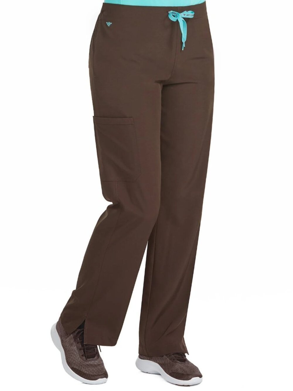 NEW Med Couture Elastic Waist Drawstring Cargo Pocket Chocolate Scrub Pant M NWT
